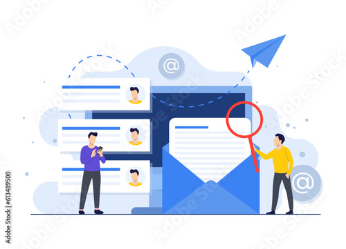 Vector illustration concept of email marketing, Online business strategy, Advertising, Email newsletter, messaging, Marketing concept for landing page, web banner, social media, infographic