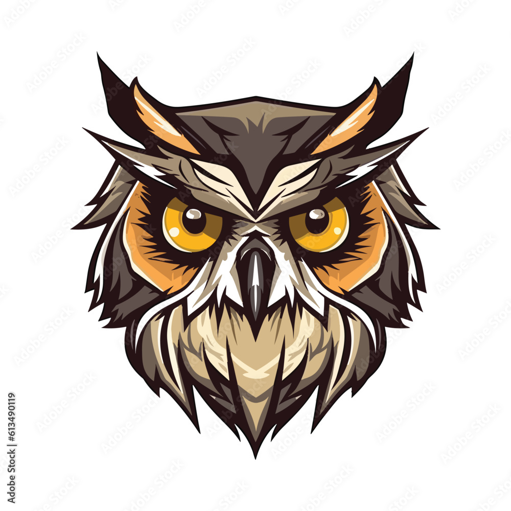 Owl head mascot. Logo design. Illustration for printing on t-shirts. Owl head mascot. Logo design. Illustration for printing on t-shirts.