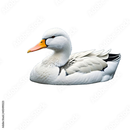 A swimming duck with a background cutout for placing on the water, isolated, transparent background, no background. PNG. Generative AI.
