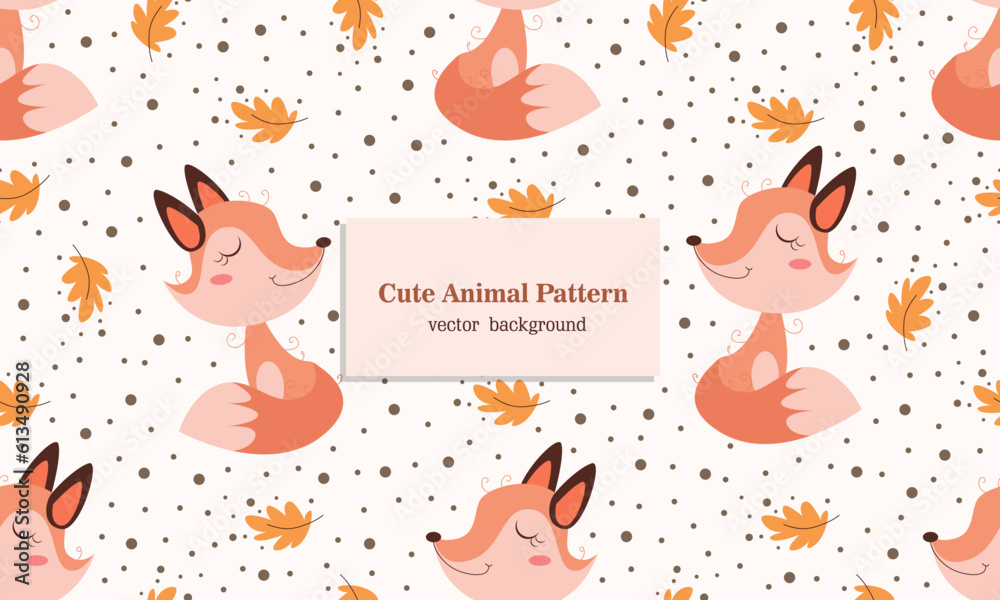 Fox mammal animal seamless pattern background in forest