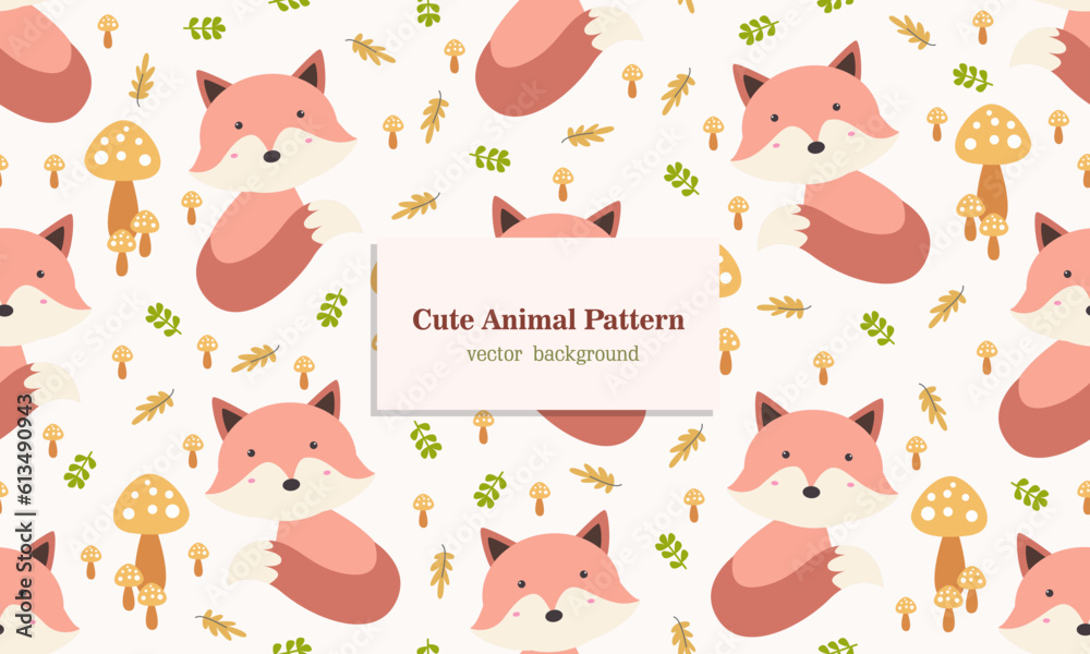 Obraz premium Fox mammal animal seamless pattern background in forest