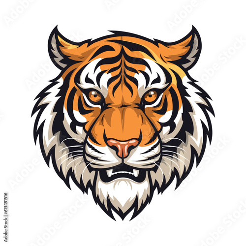Tiger head mascot. Logo design. Illustration for printing on t-shirts.