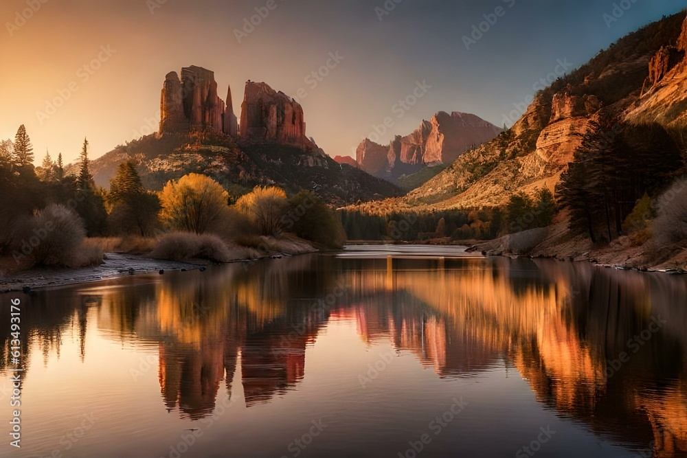 Fototapeta premium reflection in the lake Ai generated