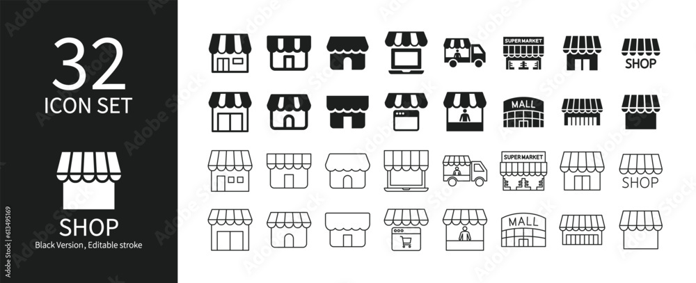 Fototapeta premium Icon set related to stores