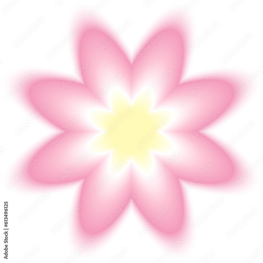 Blur gradient pink flower shape in pastel color, y2k style element for social post, banner, poster, png isolated on transparent background.