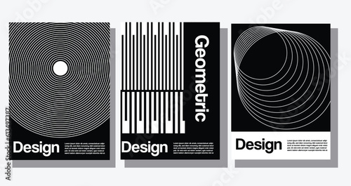 Meta modern aesthetics of Swiss design poster layout. Brutalist art inspired vector graphic template made with bold typography and abstract geometric shapes, great for poster art, album cover prints.