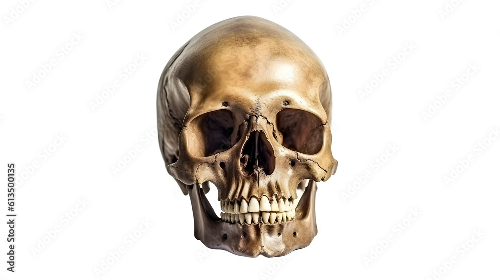 Human skull isolated on transparent background PNG - Generative AI Human skull isolated on transparent background PNG - Generative AI