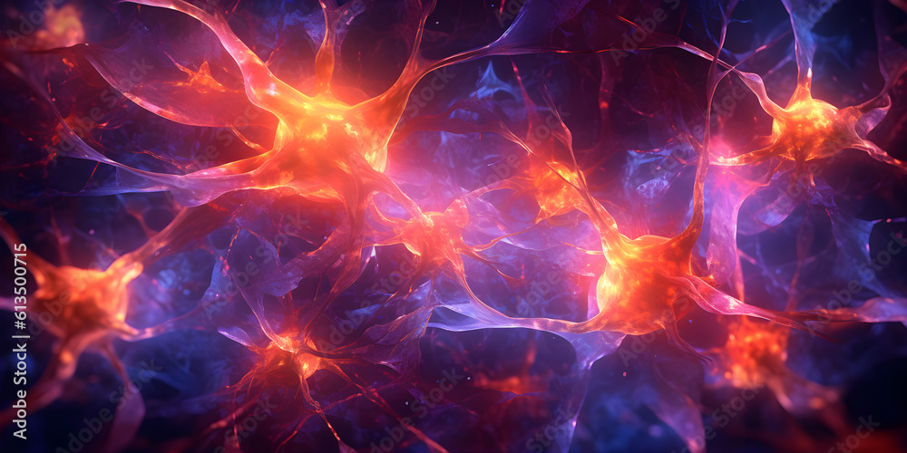 Network of glowing neurons, like a cosmic constellation within the neural interface, illuminating the darkness of the mind Network of glowing neurons, like a cosmic constellation within the neural interface, illuminating the darkness of the mind