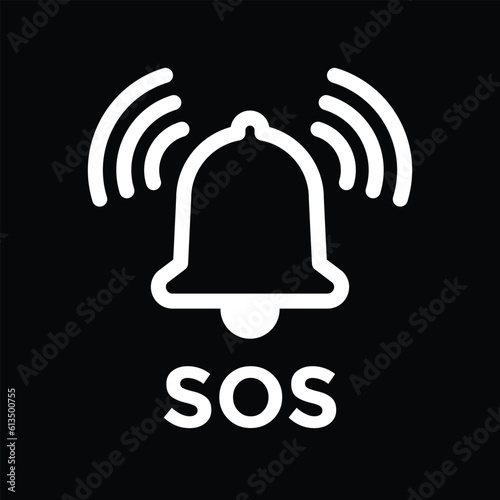 sos bell alert symbol, vector illustration 