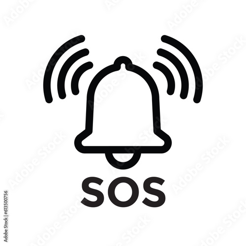 sos bell alert symbol, vector illustration 