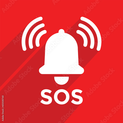 sos bell alert symbol, vector illustration 