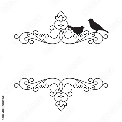 Elegant scroll frame with birds