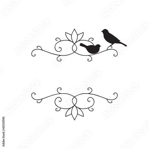 Elegant scroll frame with birds