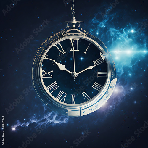 clock in space, time concept