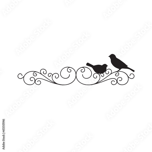 Elegant scroll frame with birds