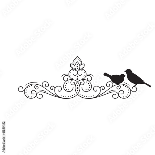 Elegant scroll frame with birds