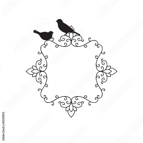 Elegant scroll frame with birds