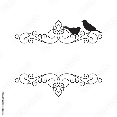 Elegant scroll frame with birds