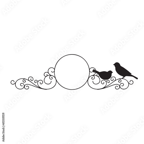 Elegant scroll frame with birds