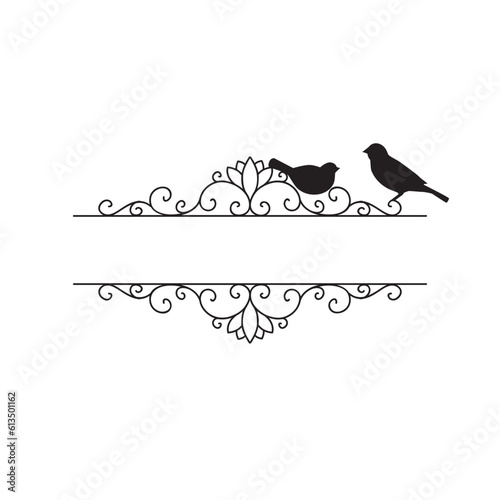 Elegant scroll frame with birds