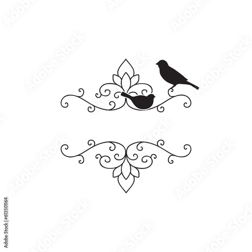Elegant scroll frame with birds