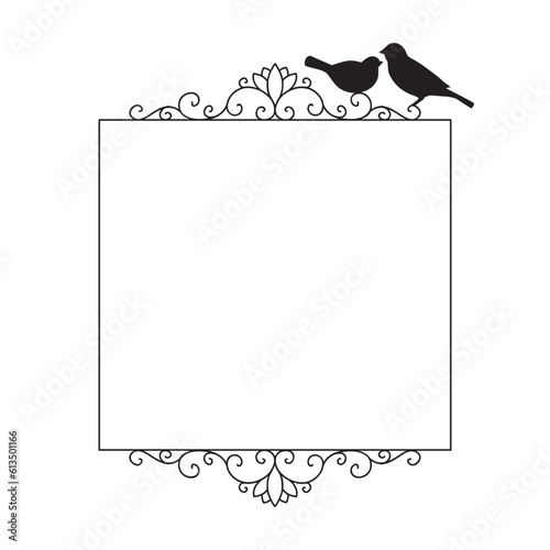 Elegant scroll frame with birds