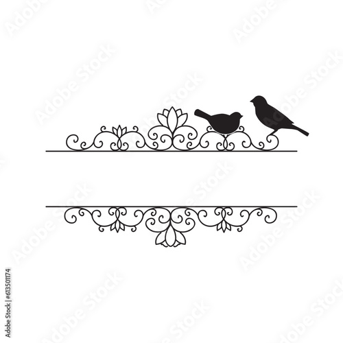 Elegant scroll frame with birds