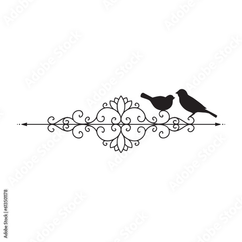 Elegant scroll frame with birds