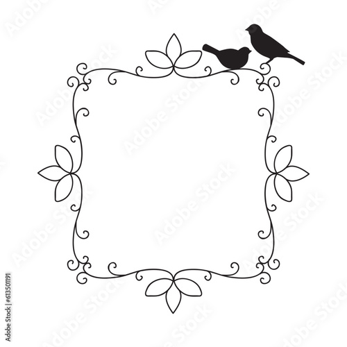 Elegant scroll frame with birds