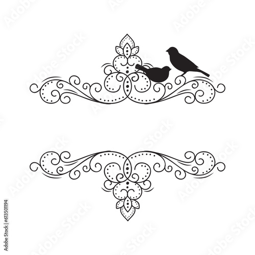 Elegant scroll frame with birds
