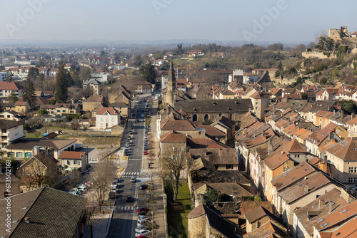 Crémieu cityscape from the top. France Europe photo