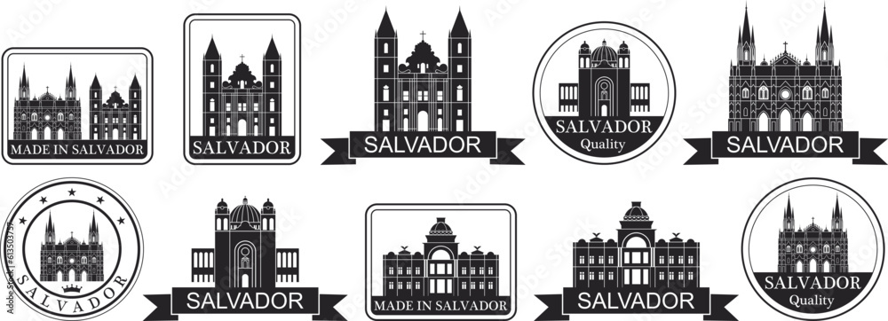 Obraz premium Salvador set. Isolated Salvador on white background