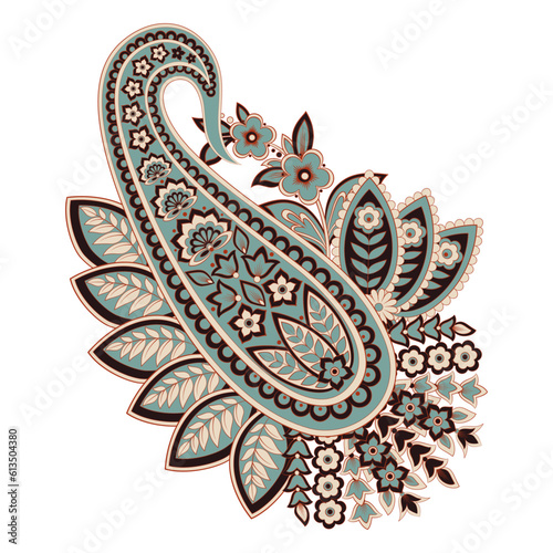 Vector Floral isolated pattern with paisley ornament.