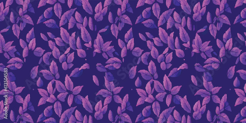 Trendy seamless vector floral pattern. Contemporary print made of flowers and leaves pattern. Summer and spring motifs. Purple flower bouquet. Botanic floral Tile.