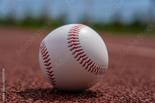 Baseball ball lies on the ground