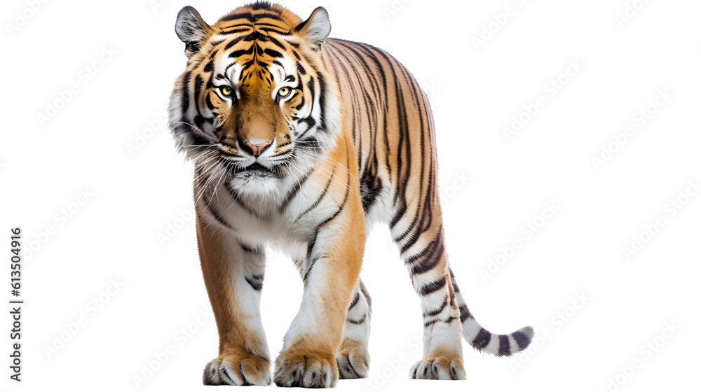 Obraz premium Isolated Tiger on Transparent Background - Generative AI