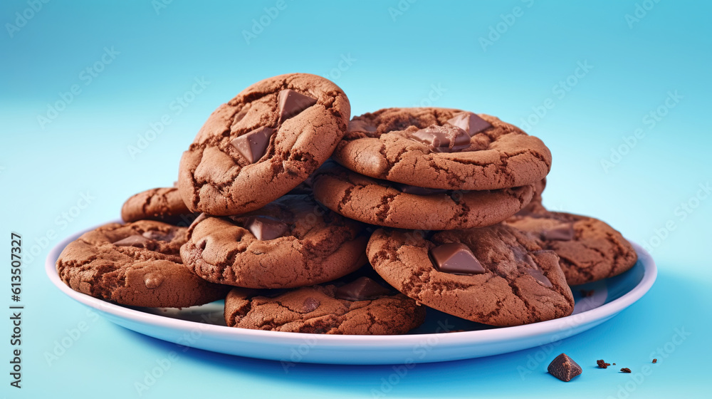 A plate of tasty chocolate cookies A plate of tasty chocolate cookies