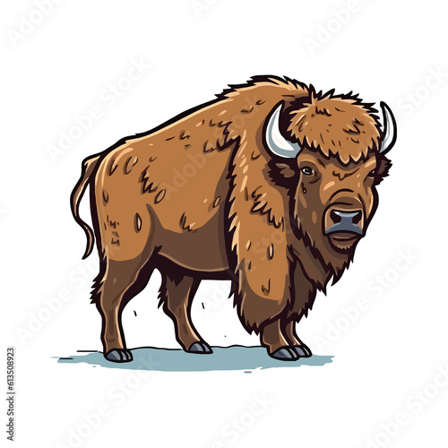 Whimsical American Bison: Charming 2D Artwork