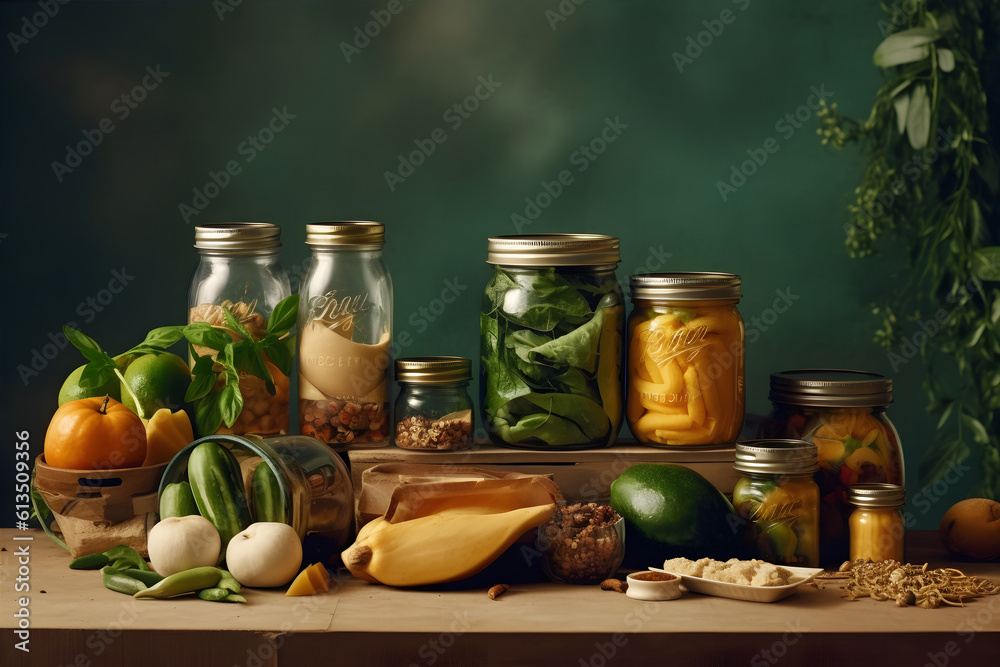Zero Waste Lifestyle - An image showcasing reusable containers, composting practices. Generative ai. Zero Waste Lifestyle - An image showcasing reusable containers, composting practices. Generative ai.