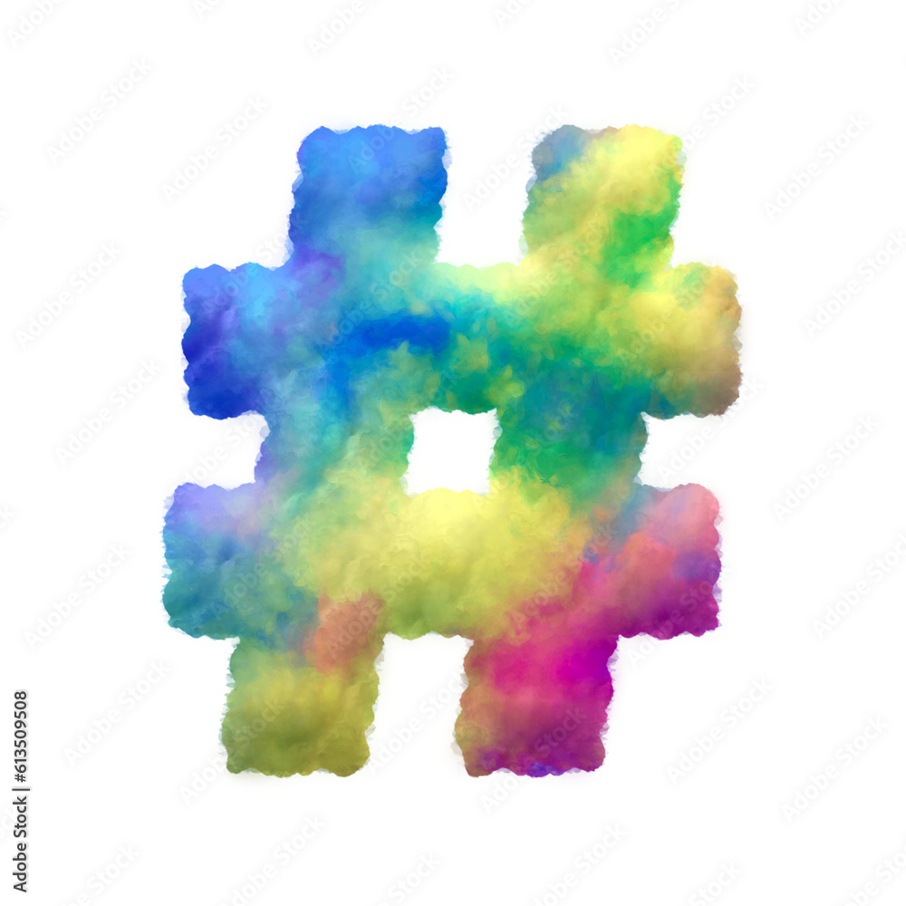 Colorful fluffy clouds alphabet symbols and punctuation marks. This is a part of a set which also includes uppercase and lowercase letters, numbers, shapes, and frames