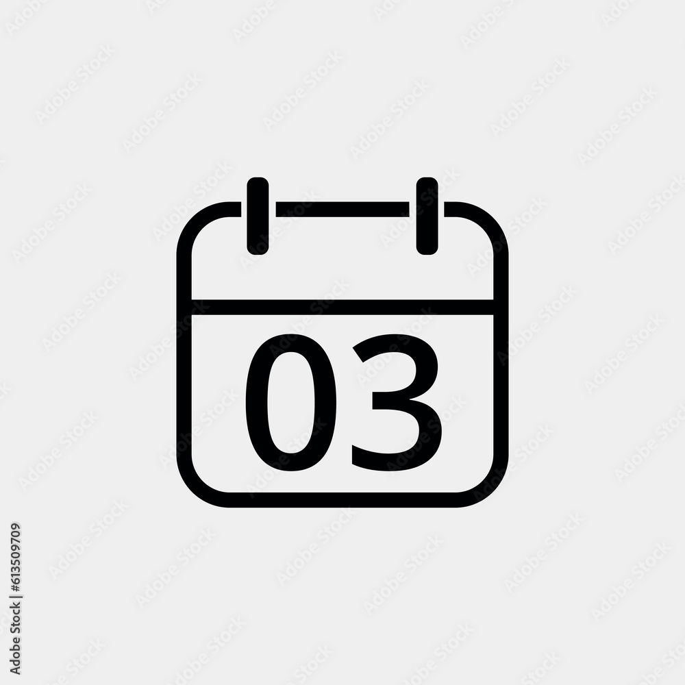 Calendar flat icon with specific day, simple calendar icon vector illustration for websites, projects and graphic resources. Day 03 marked on the calendar. Calendar flat icon with specific day, simple calendar icon vector illustration for websites, projects and graphic resources. Day 03 marked on the calendar.