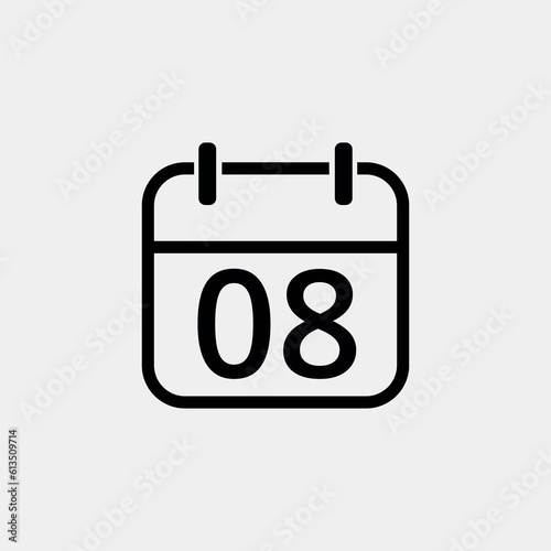 Calendar flat icon with specific day, simple calendar icon vector illustration for websites, projects and graphic resources. Day 08 marked on the calendar.