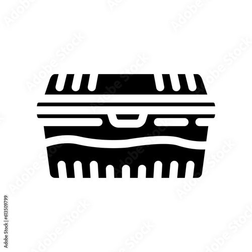 lunch box plastic meal glyph icon vector. lunch box plastic meal sign. isolated symbol illustration