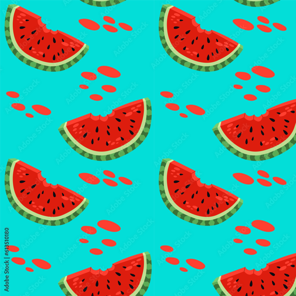 Vector hand draw seamless pattern slice of watermelon. Cute summer fresh fruits print. Background for wallpaper, fabric design, textile Vector hand draw seamless pattern slice of watermelon. Cute summer fresh fruits print. Background for wallpaper, fabric design, textile