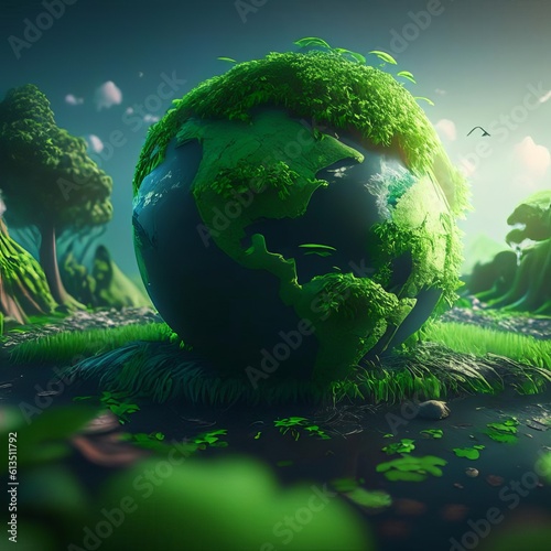 Green planet earth  AI generated