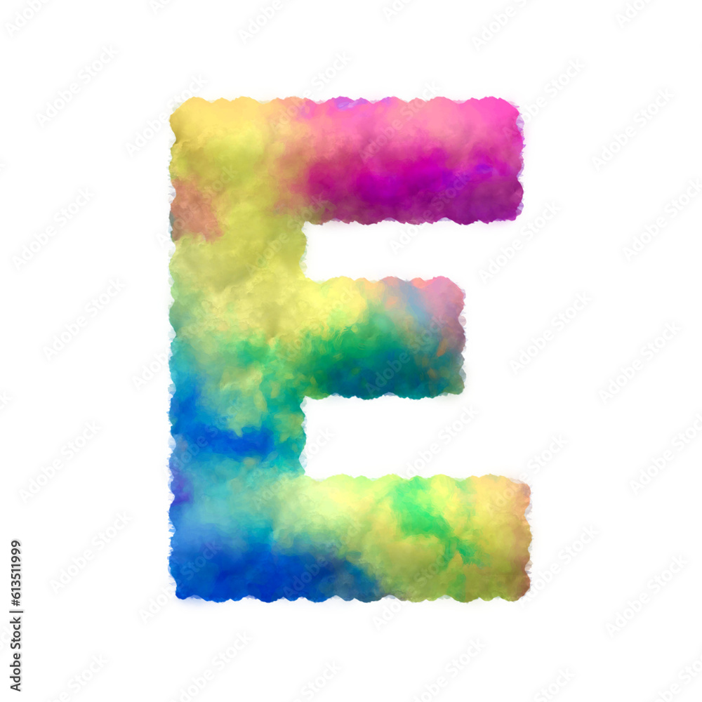 Colorful fluffy clouds alphabet uppercase letters. This is a part of a set which also includes lowercase letters, numbers, punctuation marks, symbols, shapes, and frames Colorful fluffy clouds alphabet uppercase letters. This is a part of a set which also includes lowercase letters, numbers, punctuation marks, symbols, shapes, and frames