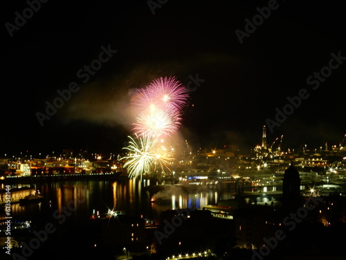 fireworks over Genoa harbour, Liguria, Italy © SIMONE