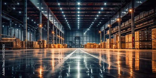AI Generated. AI Generative. Logistic storage stock depo port dock warehouse inside. Business shipping transportation. Graphic Art