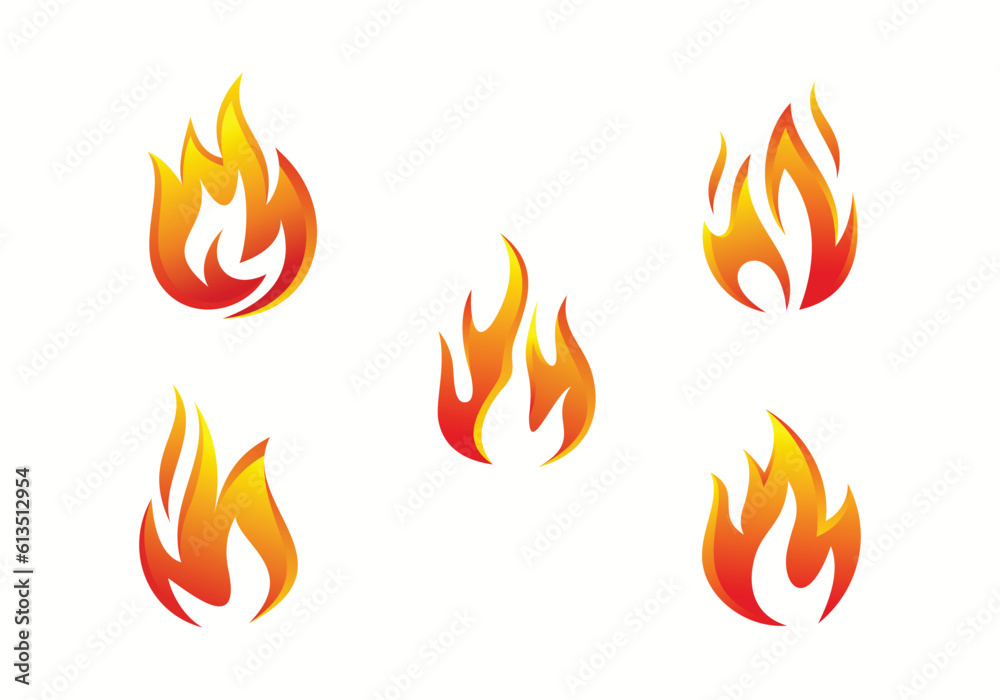Set of fire flame logo icon design collection Set of fire flame logo icon design collection