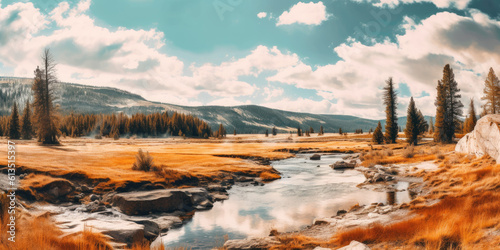 Landscape view of Yellowstone National Park